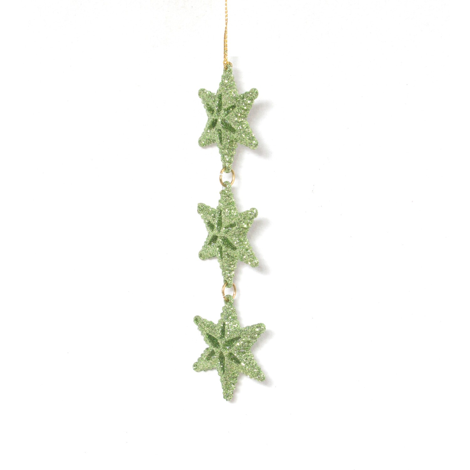 Fern Glitter Stars Hanging Decoration Green Image 2