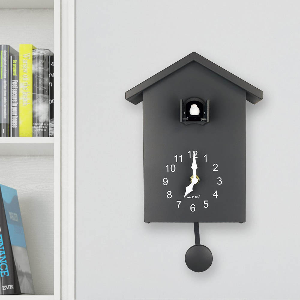 Walplus Grey Cuckoo Window Clock with Removable Pendulum 25cm Image 7