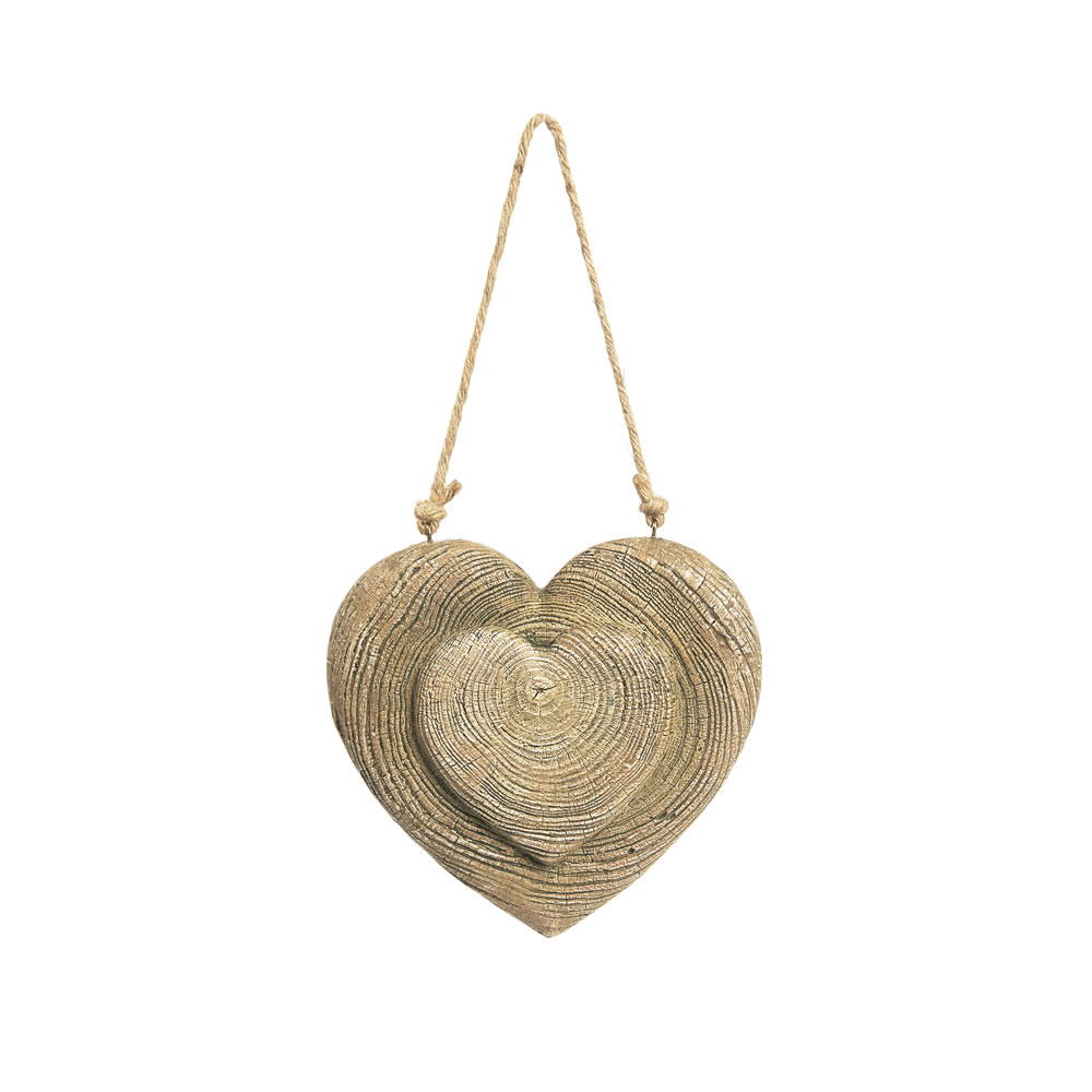 Wilko Garden Heart Hanger Wood Effect Image