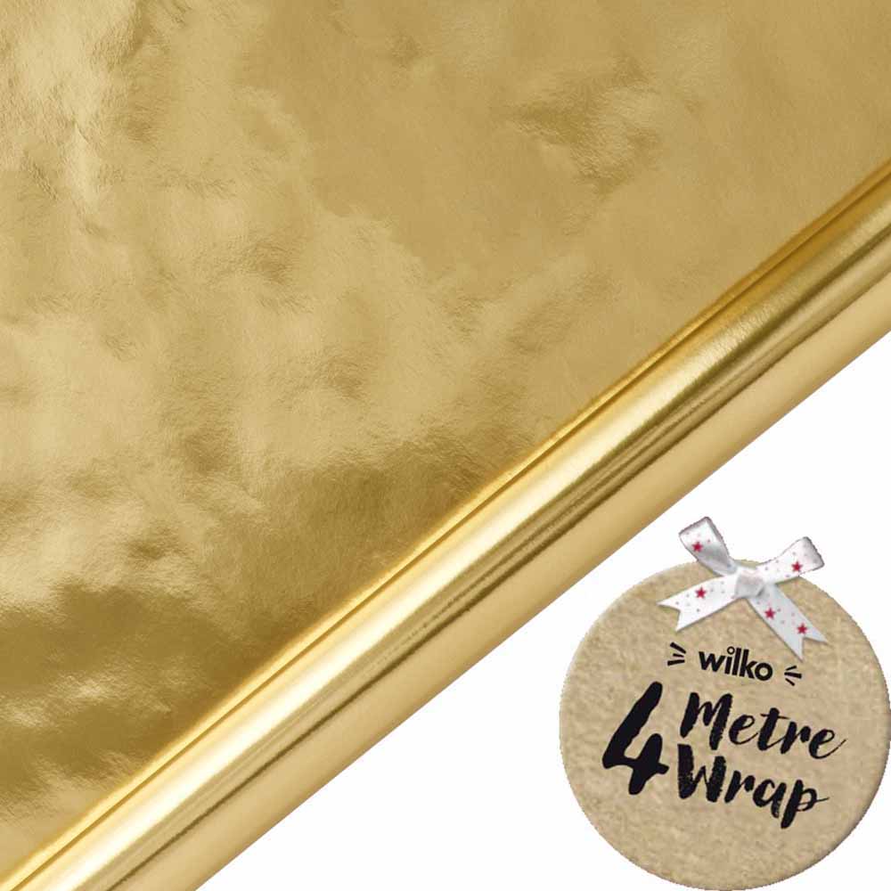 Wilko 4m Luxe Sparkle Gold Foil Christmas Wrapping Paper Image 1
