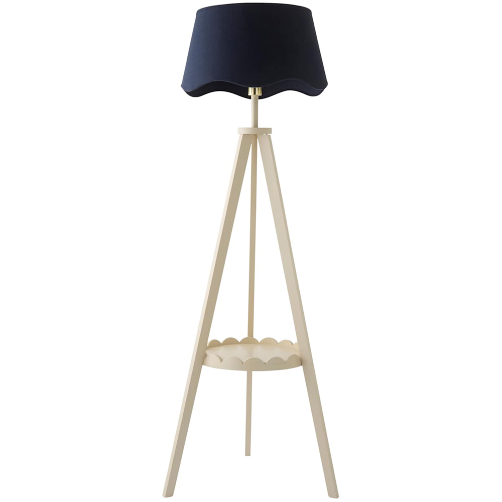 ValueLights Morrigan Navy Shade Cream Scallop Tripod LED Floor Lamp with Bulb Image 1