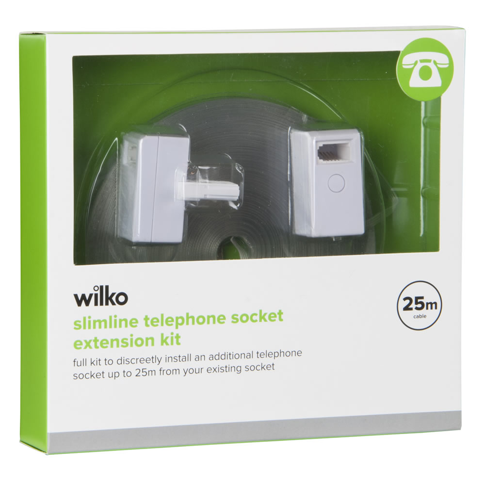 Wilko Slimline Telephone Extension Kit 25m Wilko
