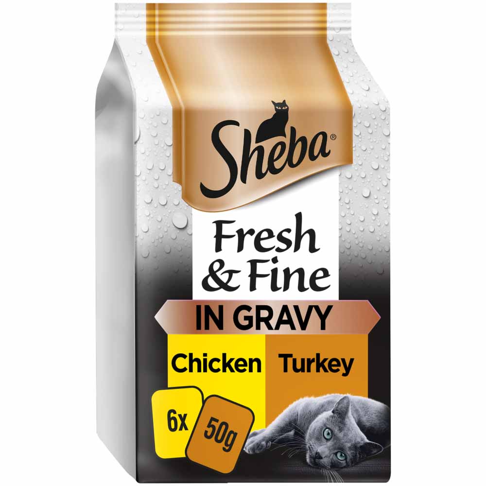 Sheba Fresh & Fine Cat Food Pouches Poultry in Gravy 6 x 50g Image 1