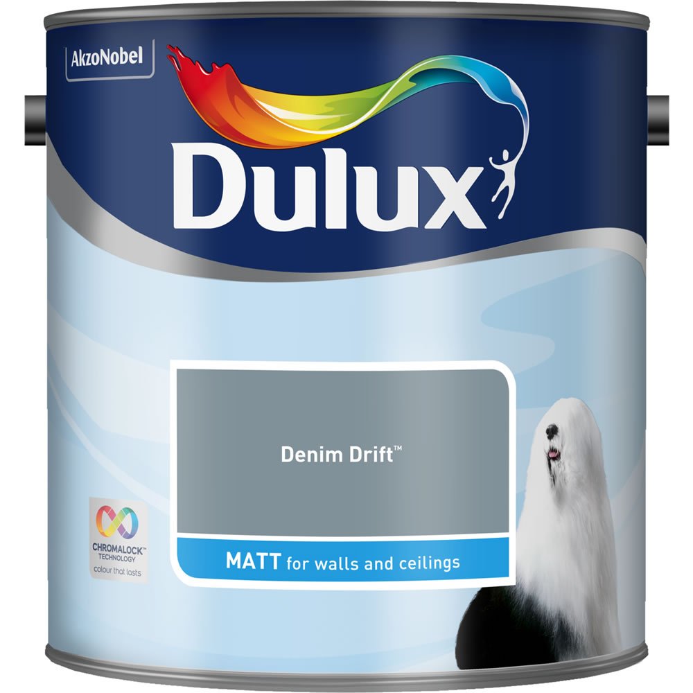 Dulux Walls & Ceilings Denim Drift Matt Emulsion Paint 2.5L Image 2