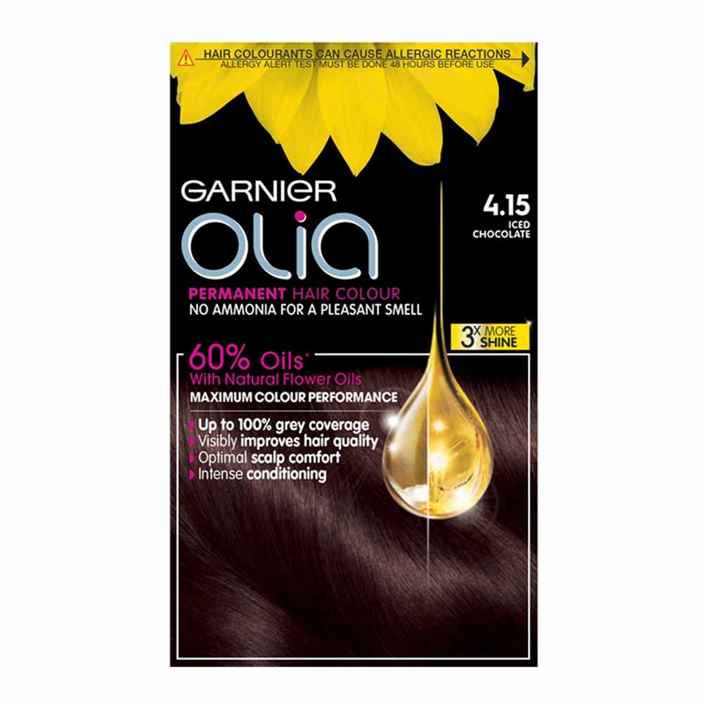 Garnier Olia 4.15 Iced Chocolate Brown Permanent Hair Dye Image 1
