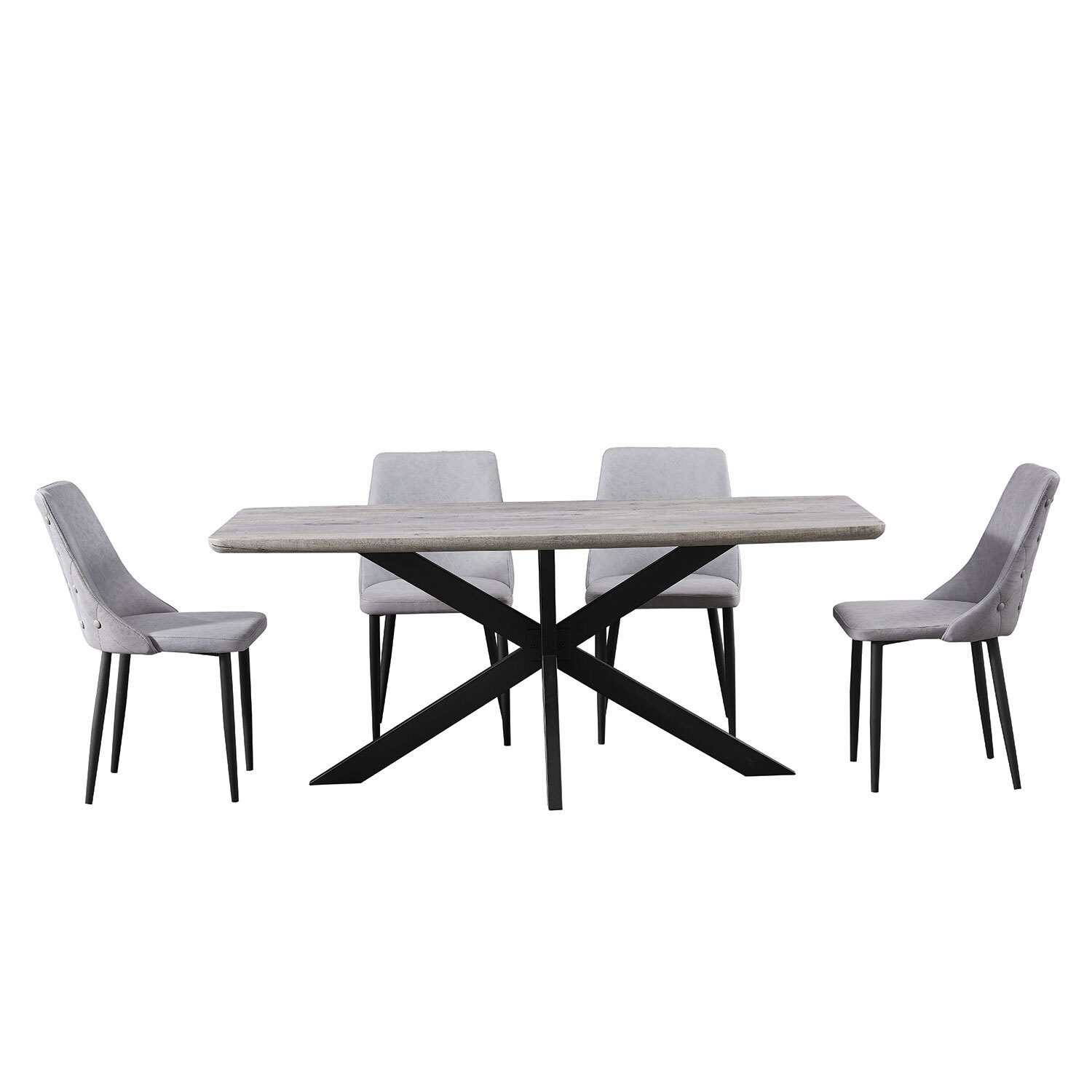 Chester 6 Seater Dining Table Grey and Black Image 6