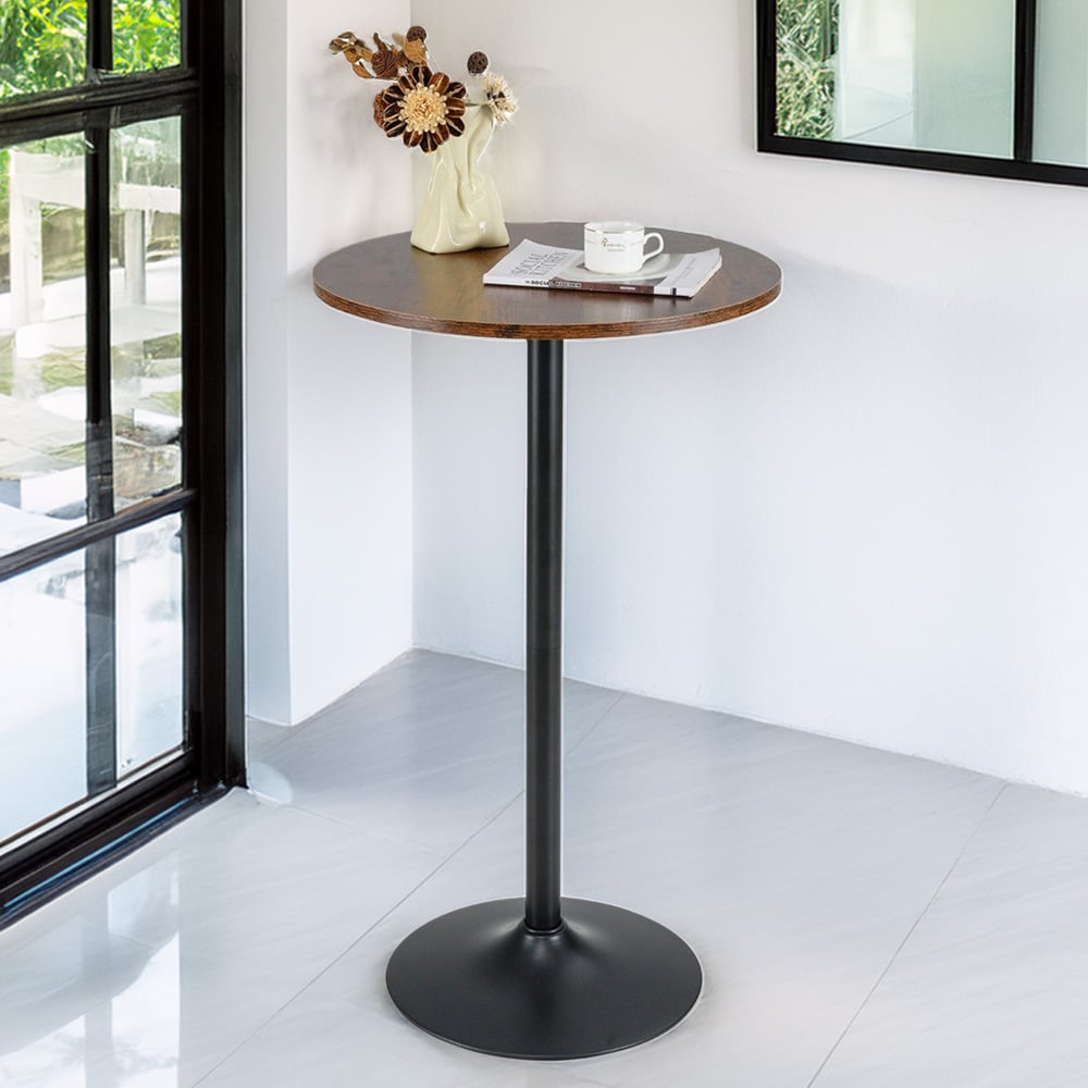 Costway Round Top Pub and Bar Table Rustic Brown Image 4