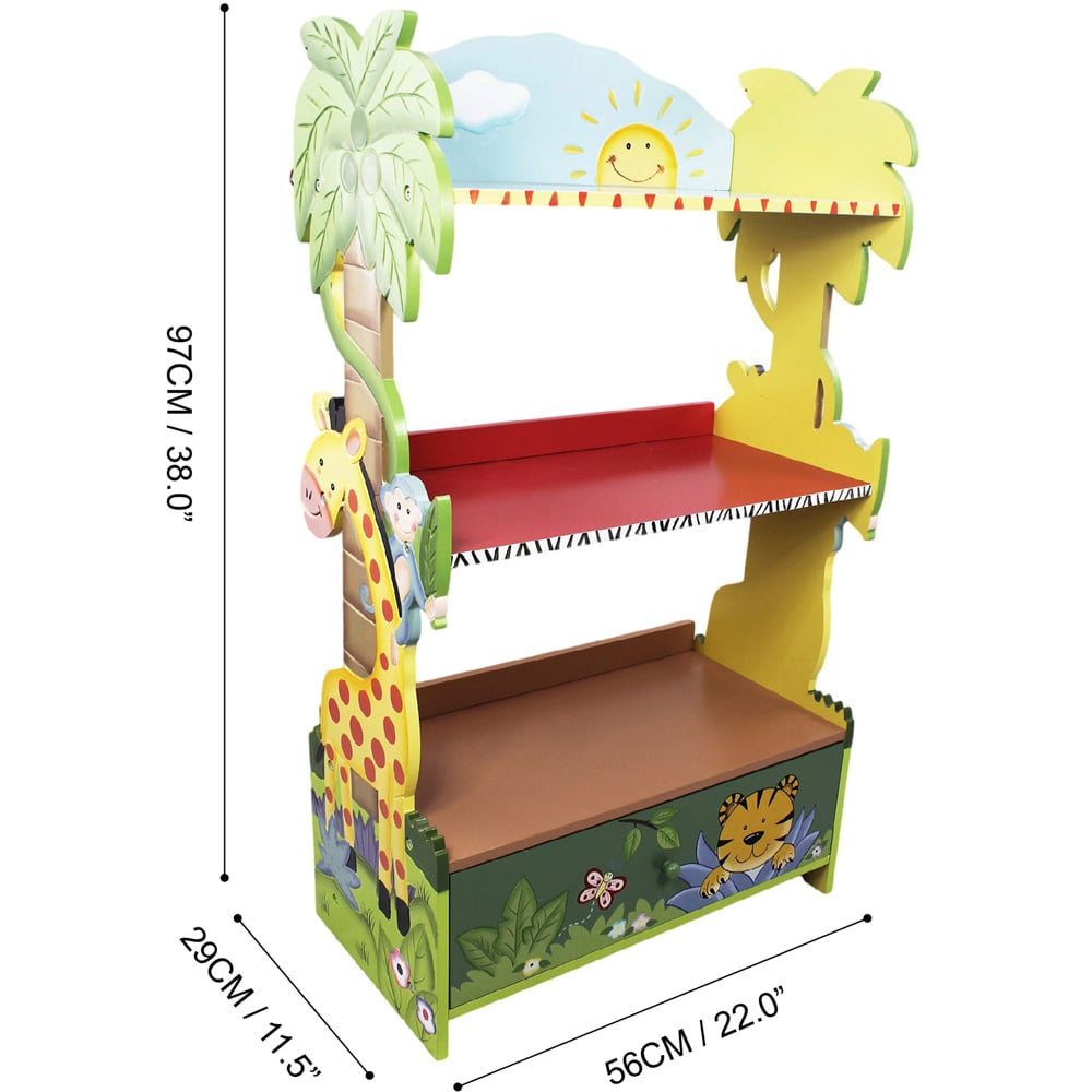 Teamson Kids Fantasy Fields 3 Shelf Sunny Safari Bookshelf Toy Furniture Image 5