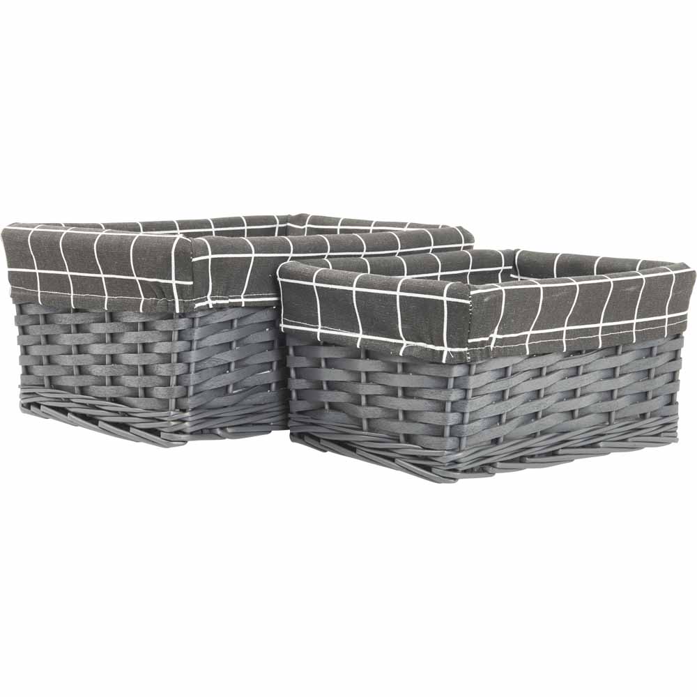 Wilko Grey Wicker Basket 2pk Wilko