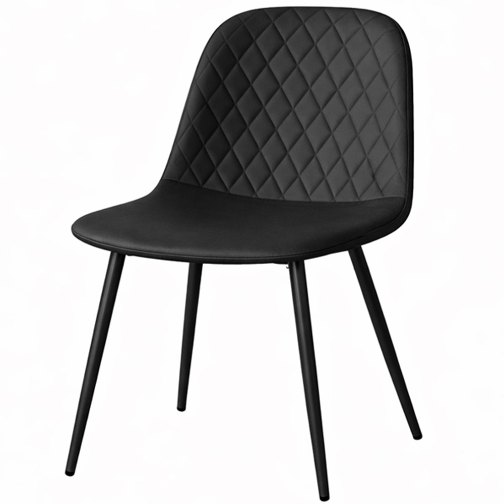 Kosy Koala Set of 4 Black Faux Leather Diamond Stitch Dining Chair Image 2