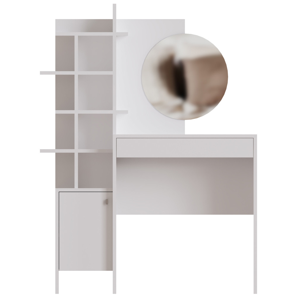 GFW Freyja Single Door Single Drawer White Dressing Table with Mirror Image 4