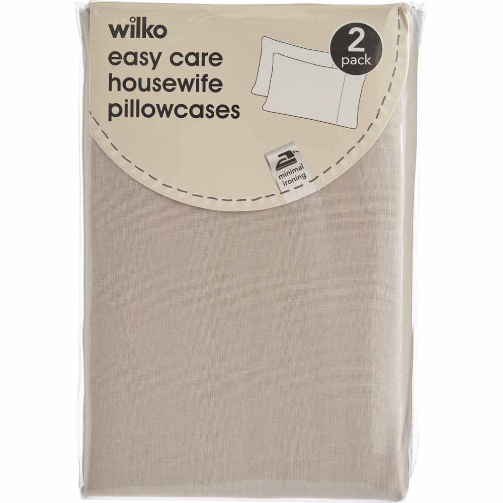 Wilko Easy Care Stone Housewife Pillowcases 2 pack Image 3