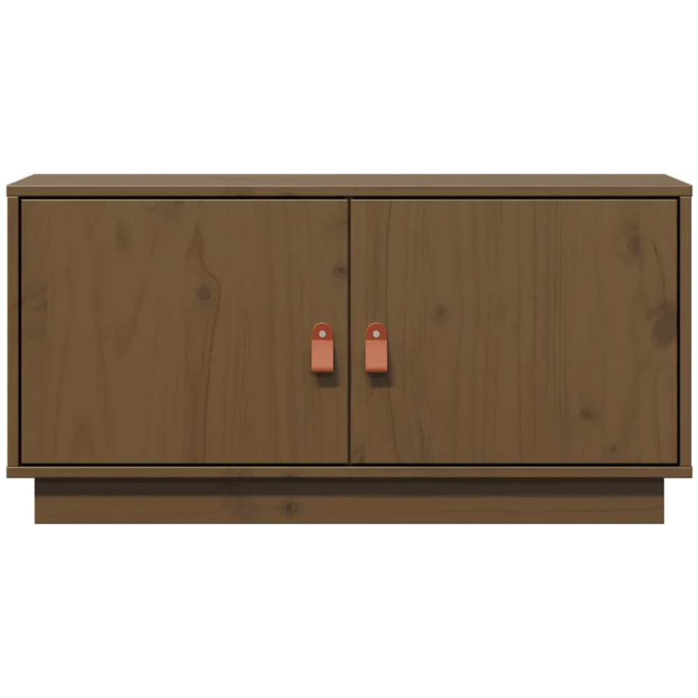 vidaXL 2 Door Honey Brown Solid Wood Pine TV Cabinet Image 4