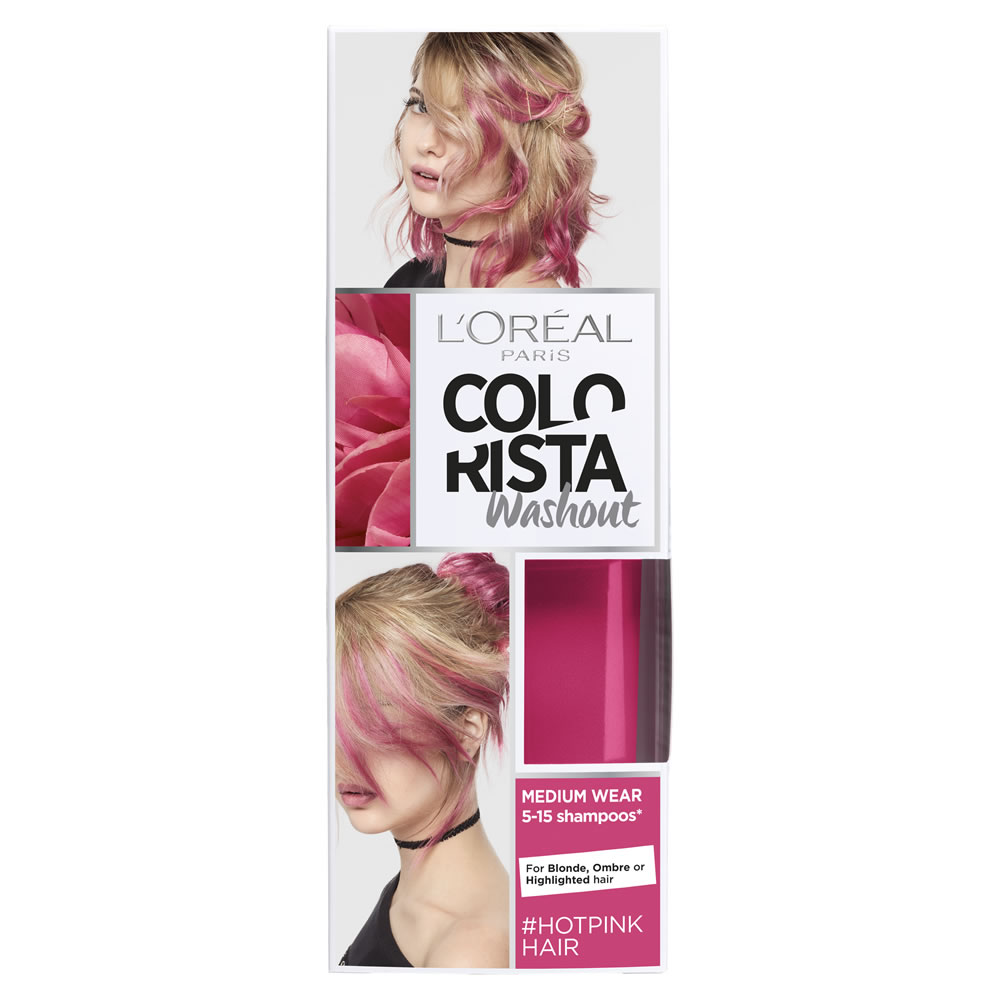 L'Oréal Paris Colorista Washout Hot Pink Hair Semi-Permanent Hair Dye Image 1