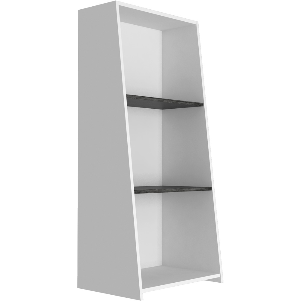 Dallas 3 Shelf White and Carbon Grey Low Bookcase Image 3