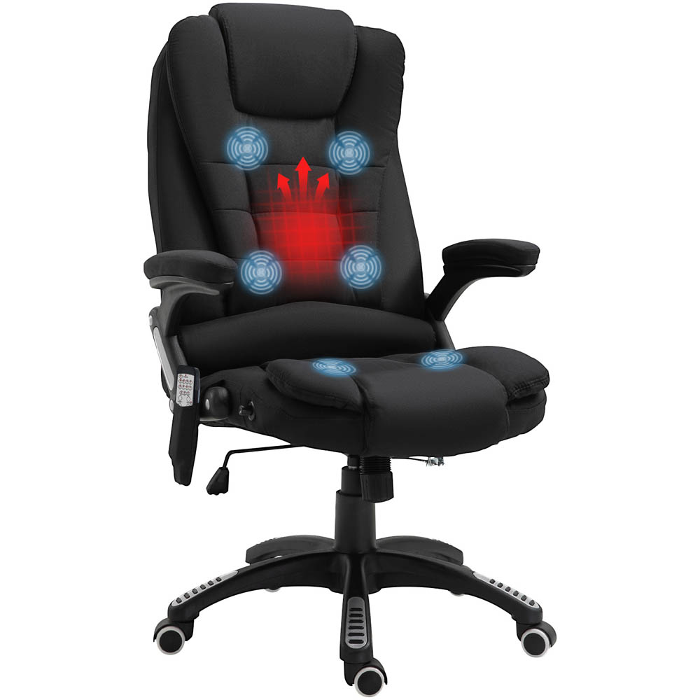 Portland Black Linen Swivel Massage Recliner Office Chair Image 2