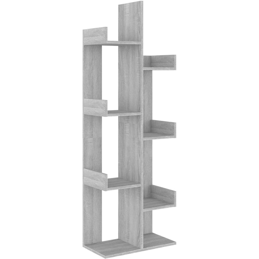 vidaXL 8 Shelf Sonoma Grey Tree Bookcase Image 2