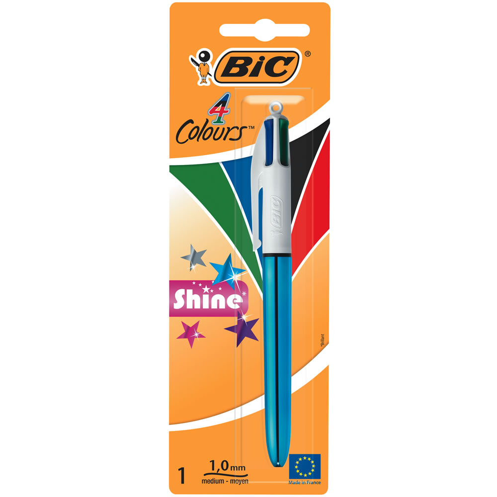 1.0 mm BIC 4 Colours Assorted Ballpoint Pens Medium Point Lot of 6 pens