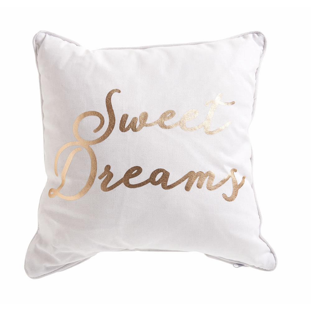 Wilko White Sweet Dreams Cushion 30 x 30cm Image