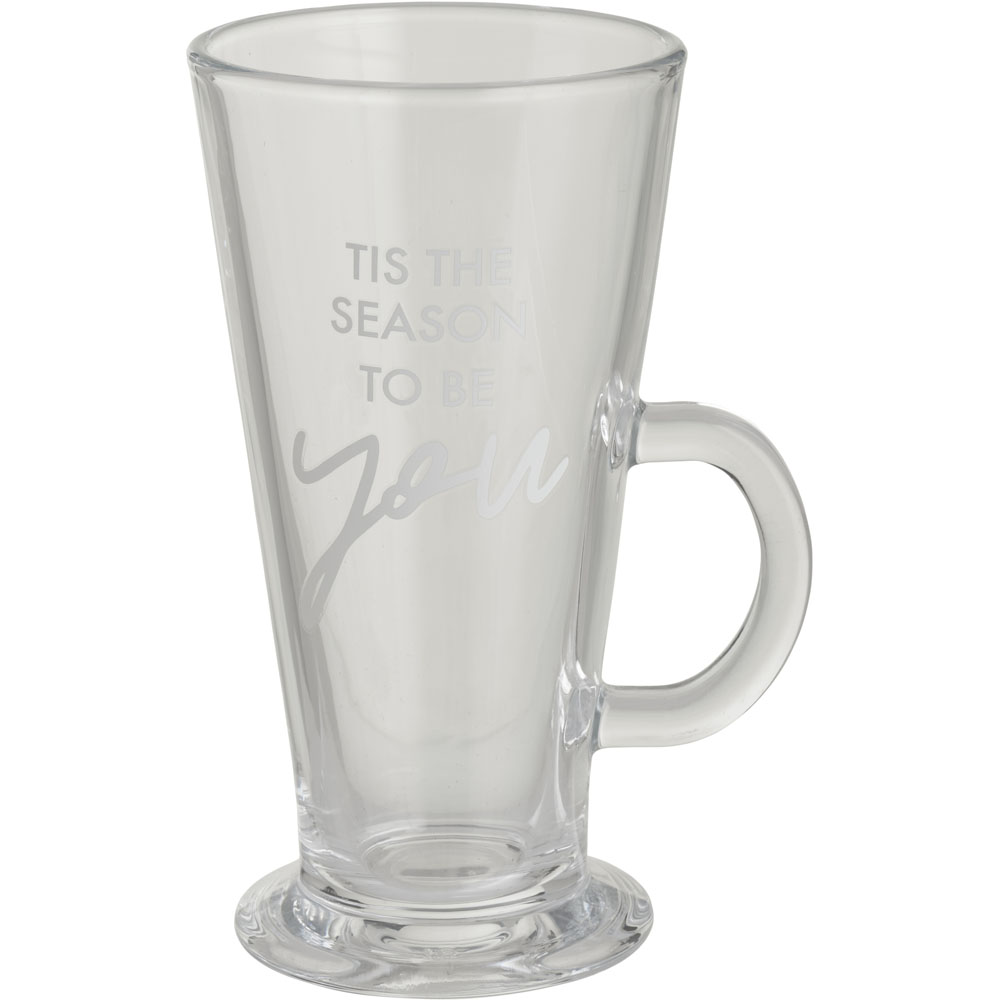 Wilko Clear Season Slogan Glass Latte Mug Image 1
