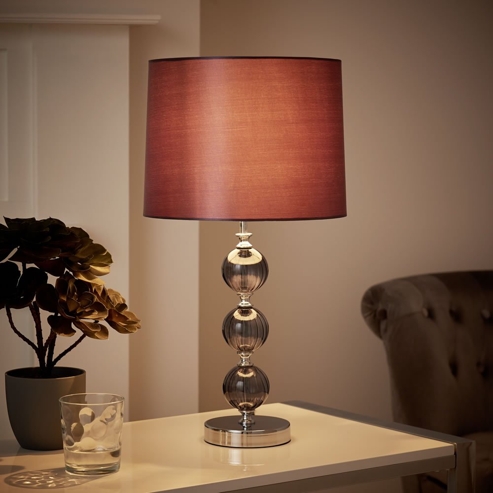 Wilko Cool Grey Glass Ball Detail Table Lamp Image 6