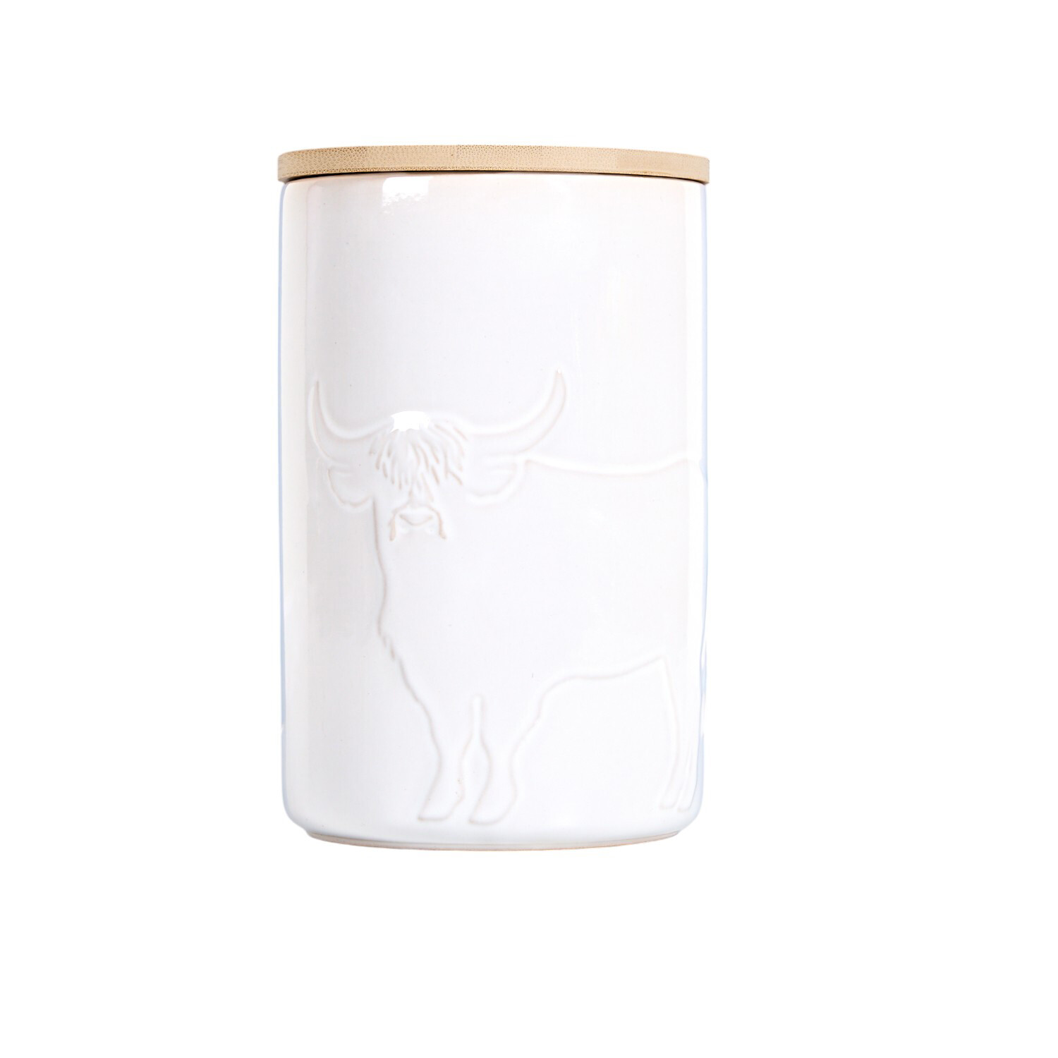 Highland Cow Embossed Canister White Image 1