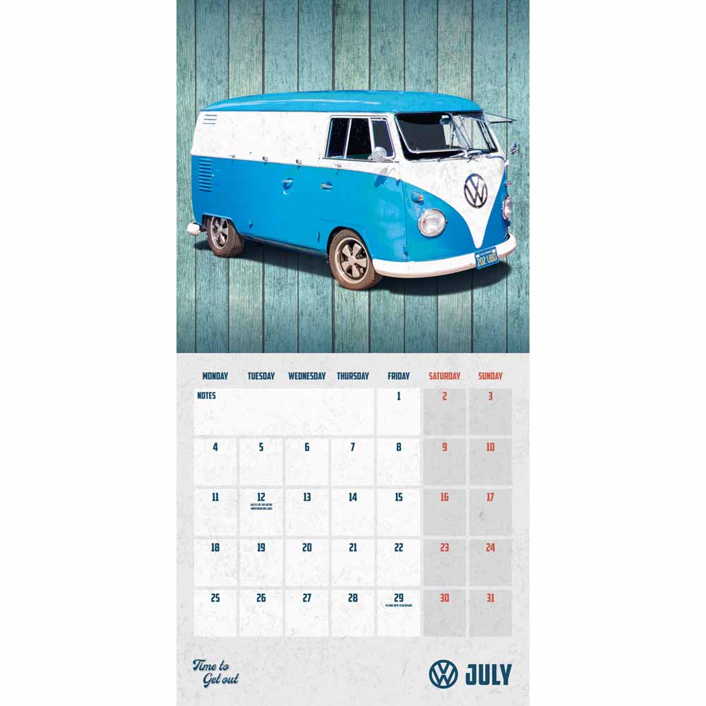 VW Camper Vans 2022 Slim Calendar Image 2