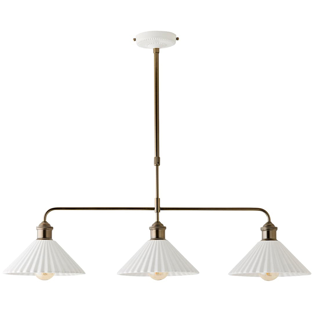 ValueLights Burford White Ceramic Shade 3 Drop Diner Bar LED Ceiling Pendant Light with Bulb Image 1