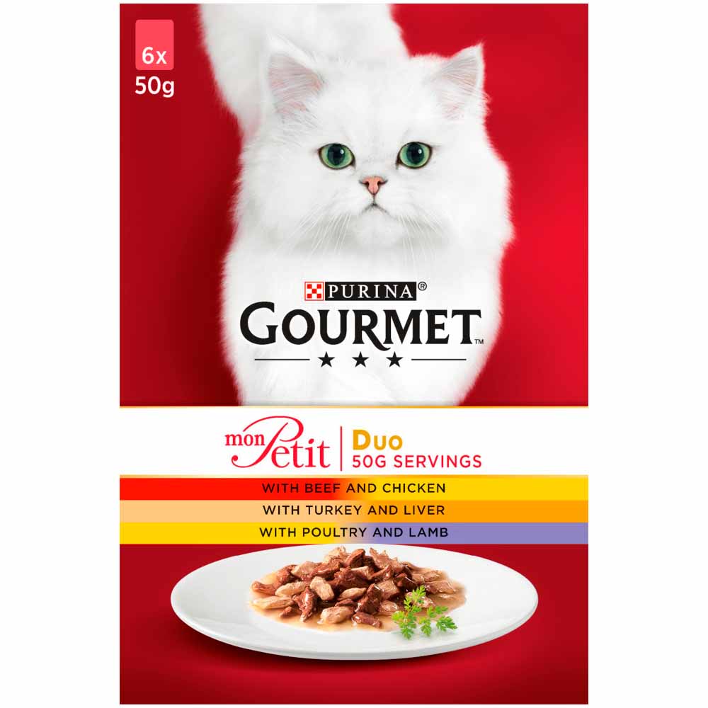 Gourmet Mon Petit Cat Food Pouches Duo Meat 6 x 50g Image 2