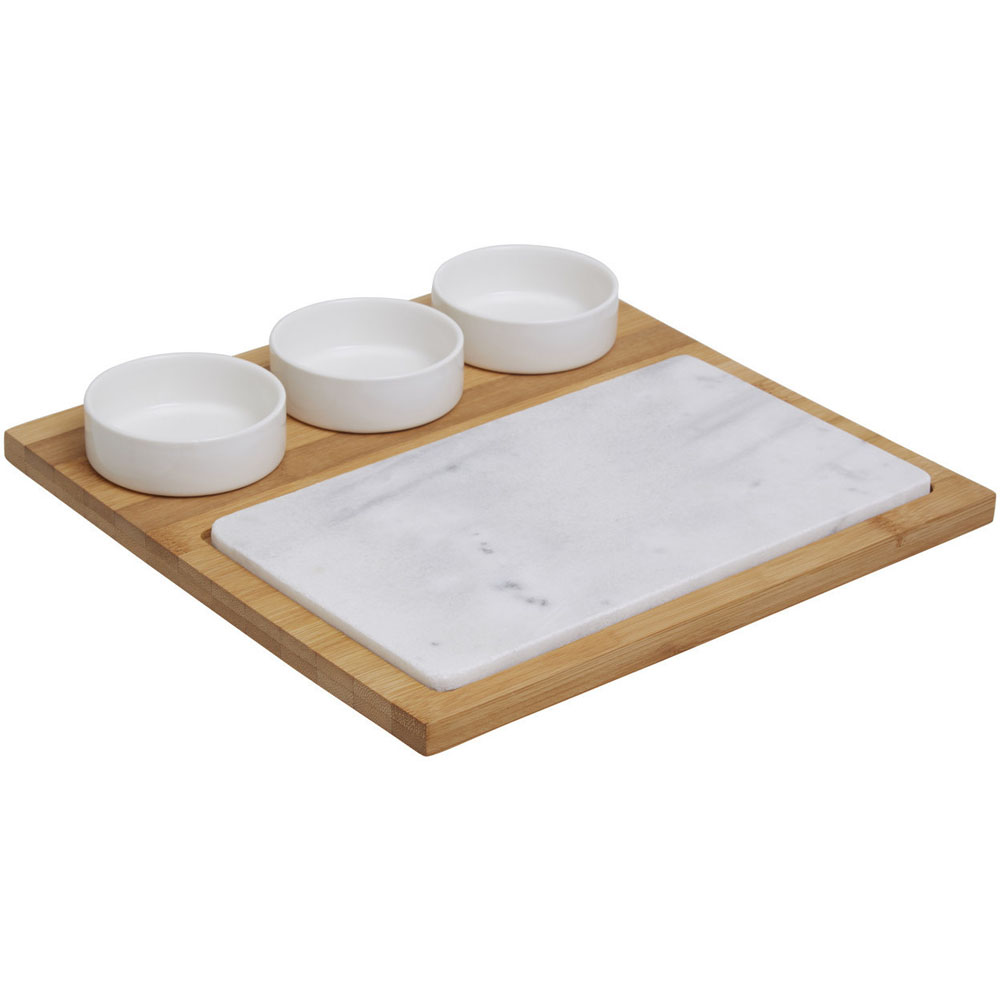 Premier Housewares White Marble and Ceramic Serving Board 5pc Image 1