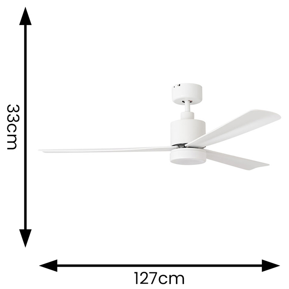 ValueLights Matt White Ceiling Fan with LED Light and Remote 52 inch Image 9