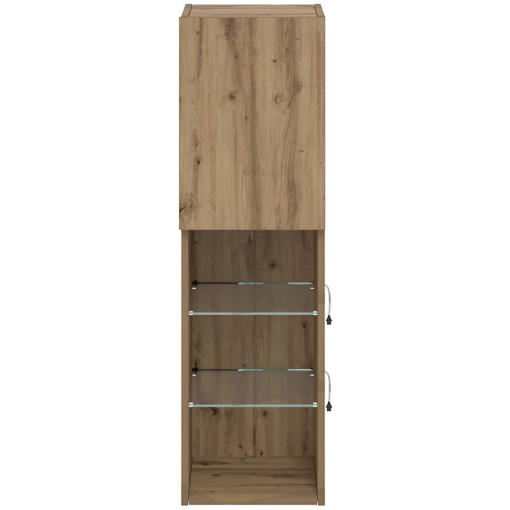 vidaXL Single Door 3 Shelf Artisan Oak Wall Mounted LED TV Cabinet Image 6