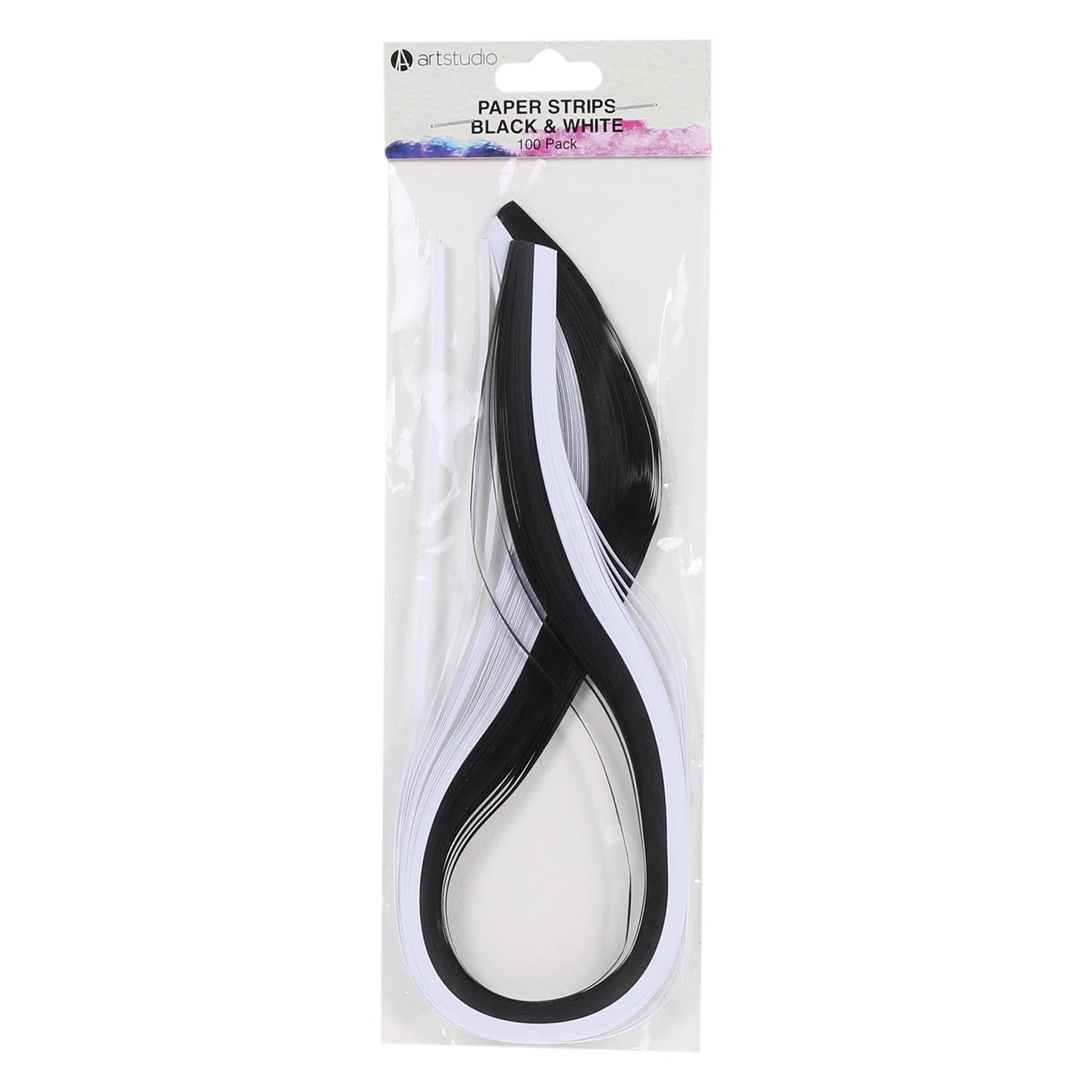 Pack of 100 Art Studio Quilling Strips - Black and White Image