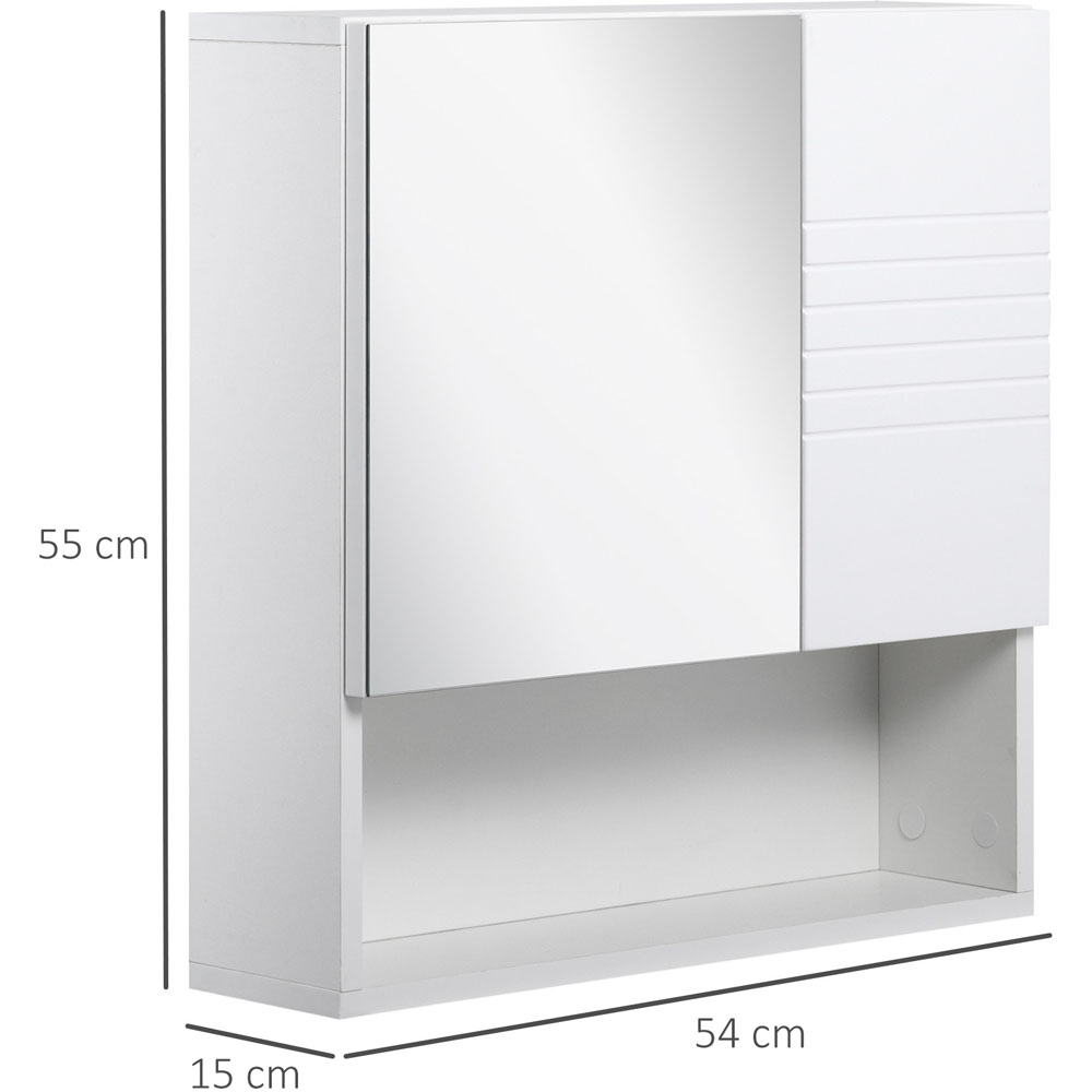 Kleankin White Mirror Bathroom Cabinet with Ridge Design Image 5
