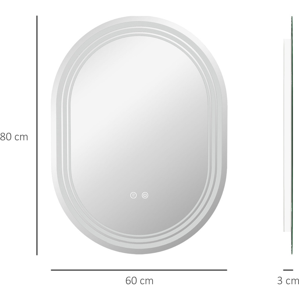 Portland Smart Touch LED Oval Bathroom Wall Mirror 80 x 60cm Image 7