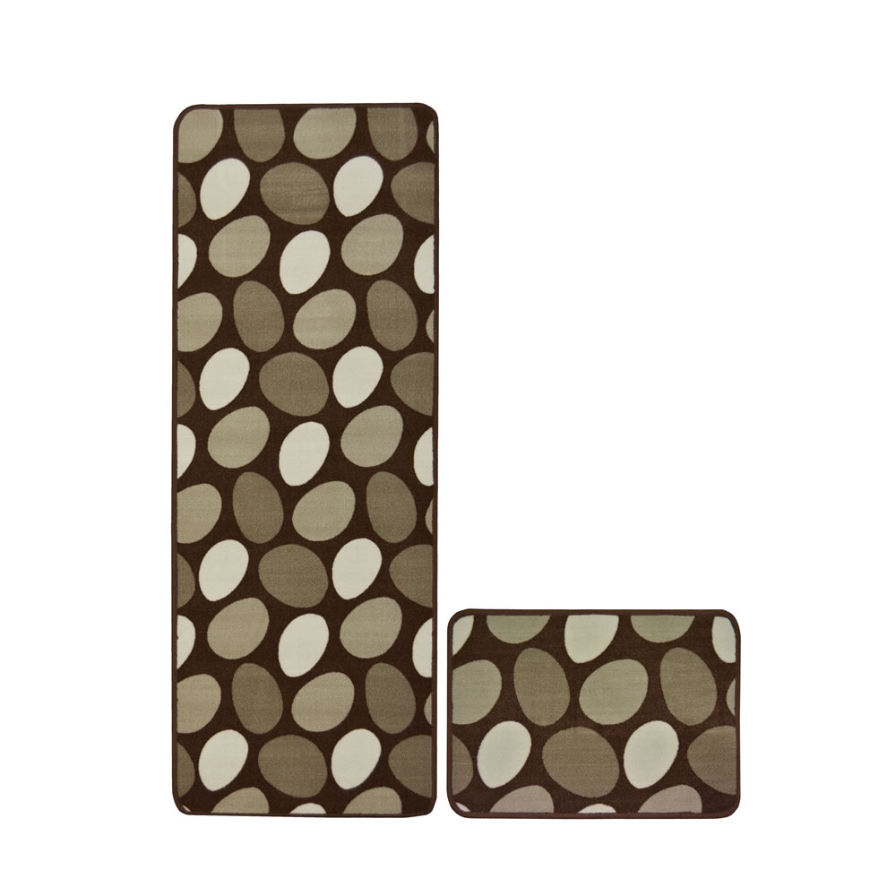 Stepping Stones Chocolate Runner with Mat 57 x 180cm and 57 x 40cm Image 1