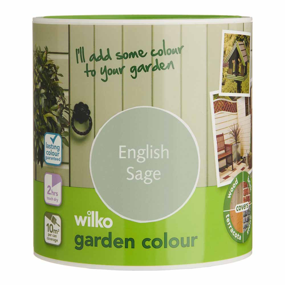 Wilko Garden Colour English Sage Green Wood Paint 1L Image 2