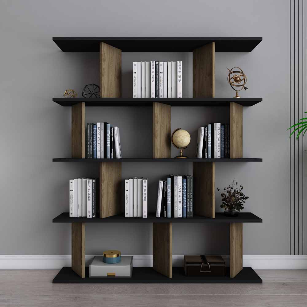 Decorotika Grace 10 Shelf Black and Oud Oak Bookcase Image 5