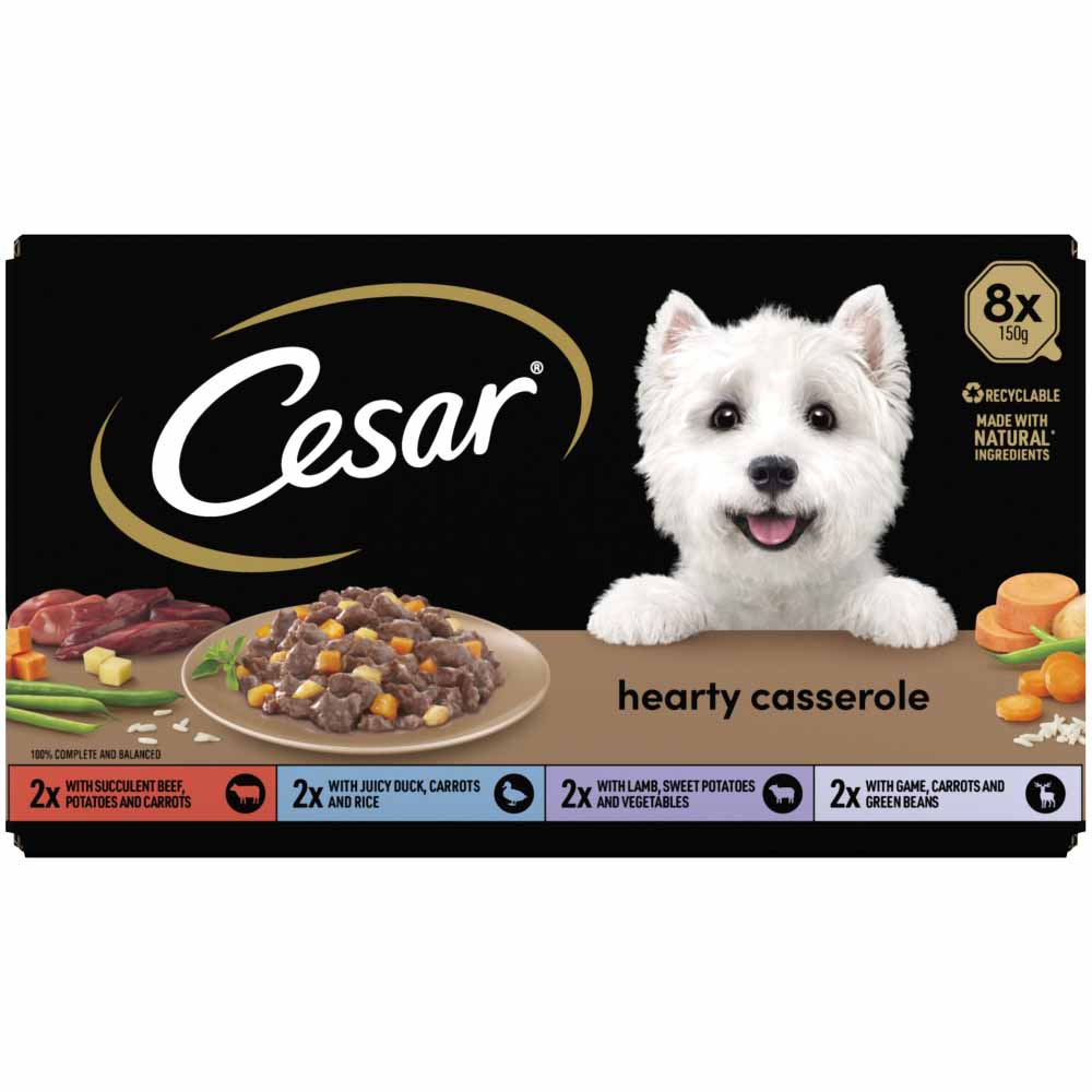 Cesar Adult Hearty Casserole Mixed Selection Wet Dog Food Trays 8 x 150g Image 2