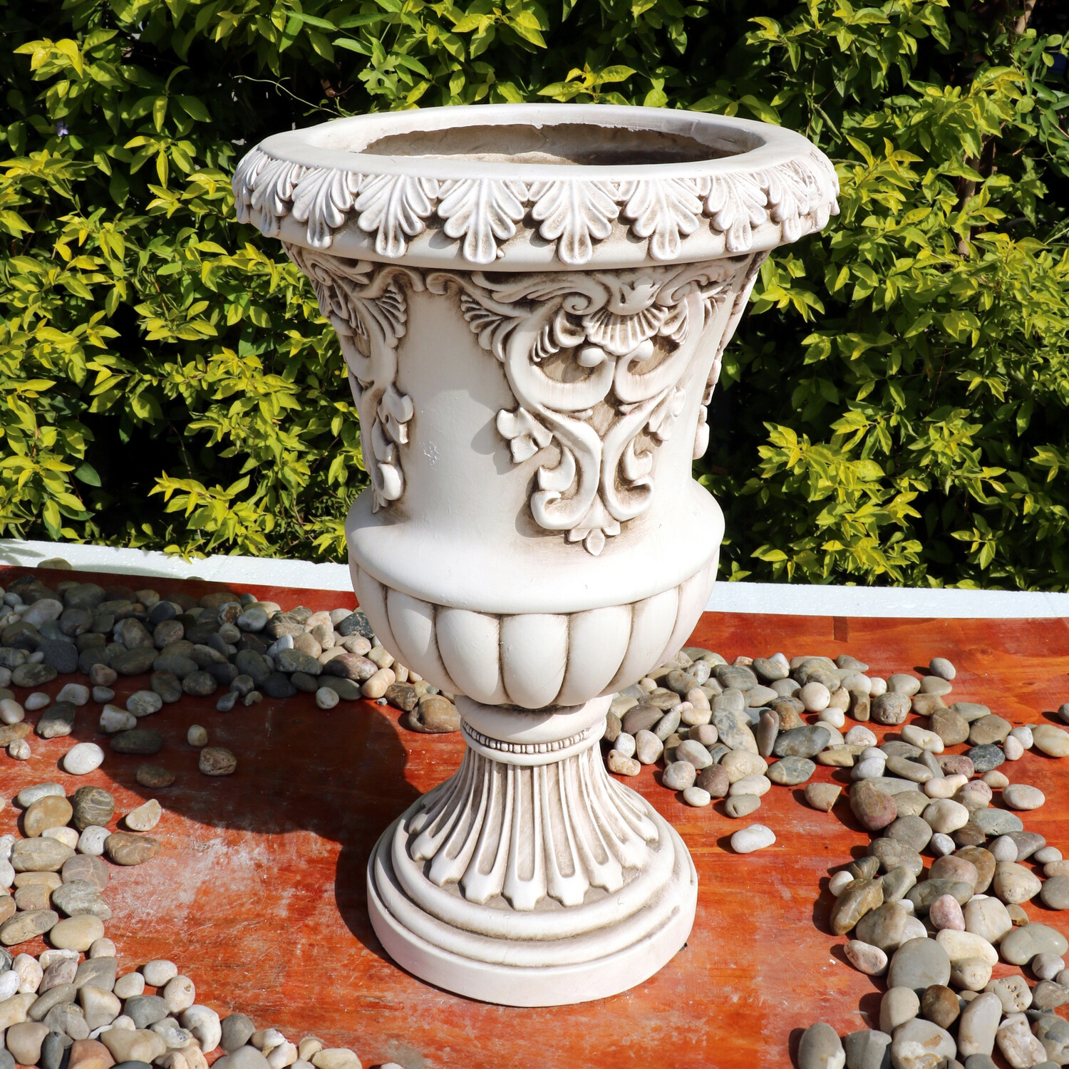 Flower Urn Standing Statue Off White Image 3