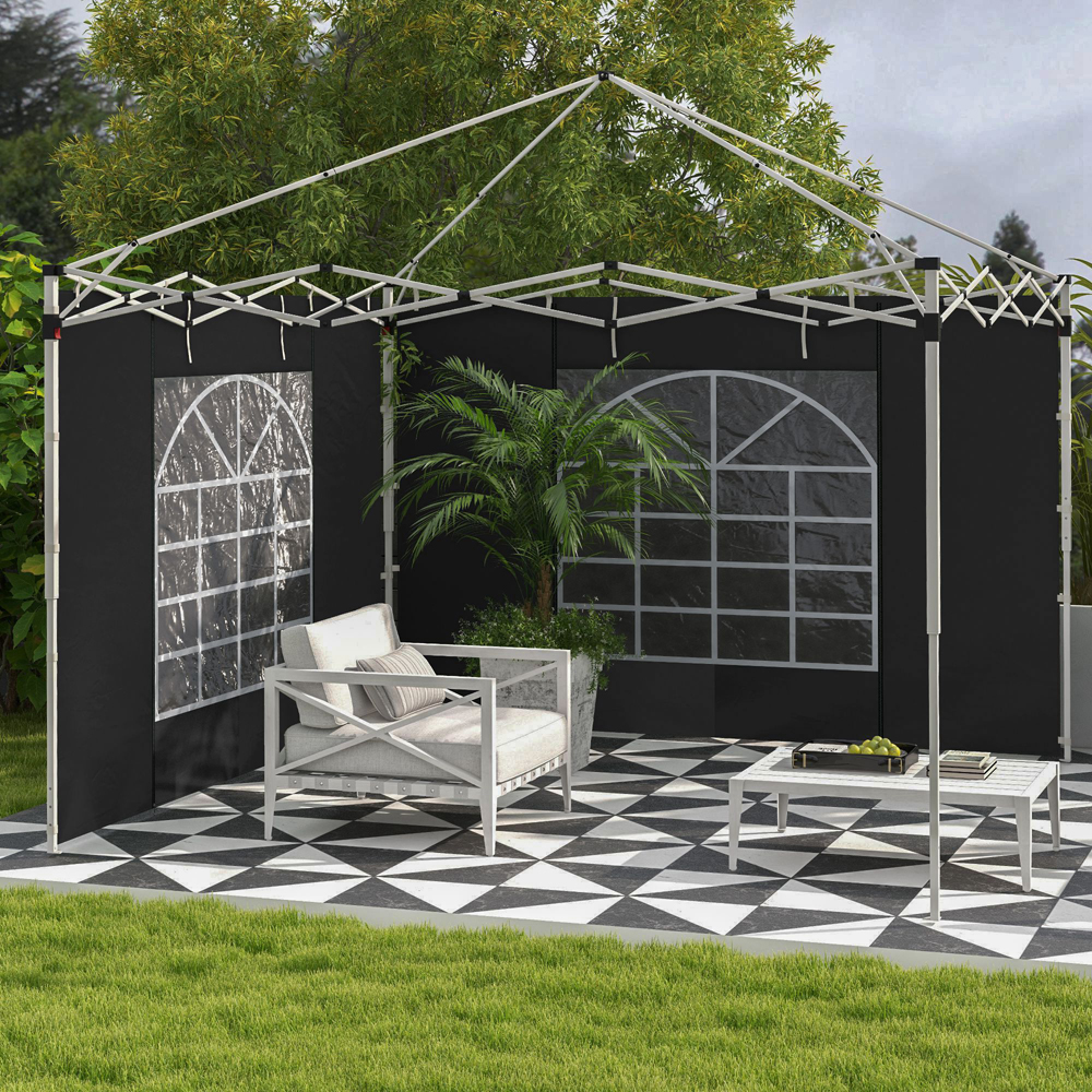 Outsunny Black Replacement Gazebo Side Panel 2 Pack Image 1