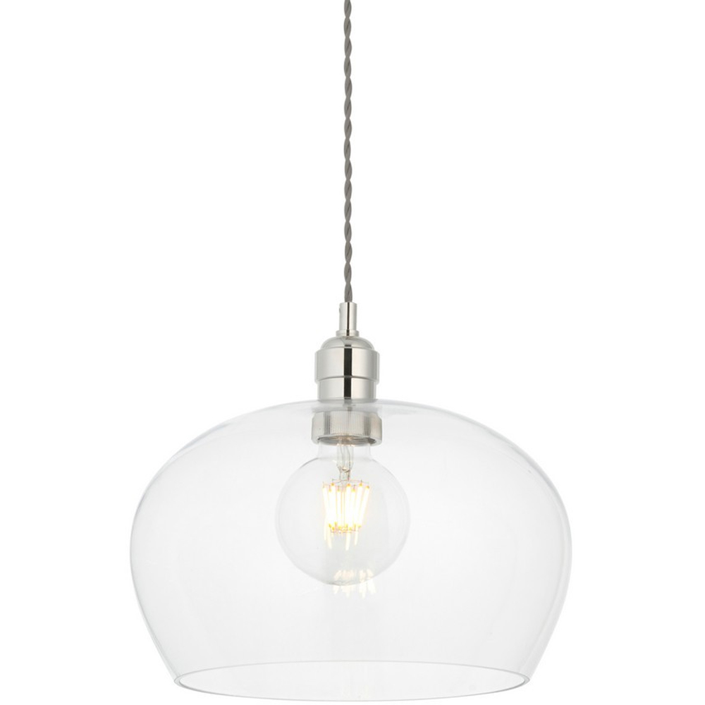 Merano Livorno Clear Glass Bright Nickel Plate Small Round Pendant Ceiling Lamp Image 3