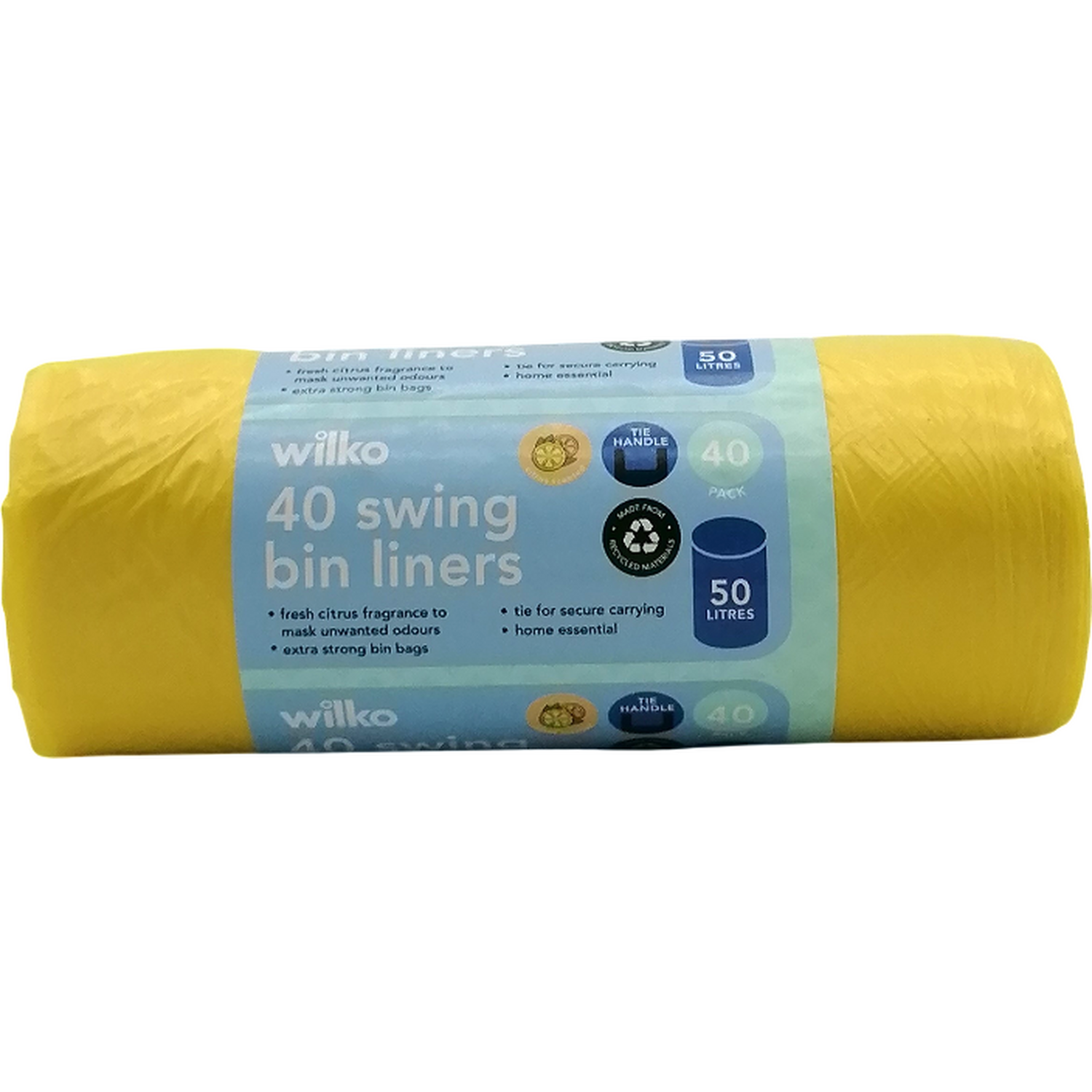 Pack of 40 Tie Handle Swing Bin Liners 50L Fresh Citrus Image
