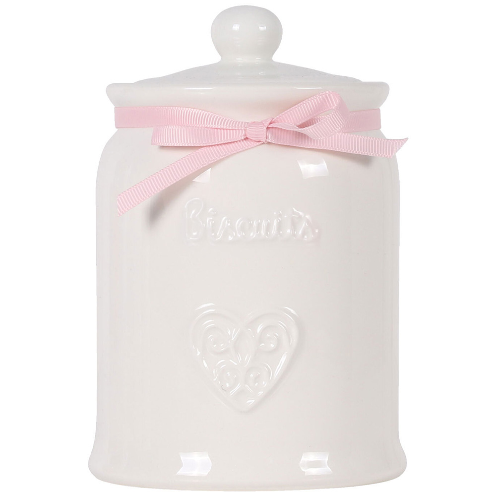 Embossed Heart Biscuit Canister Image