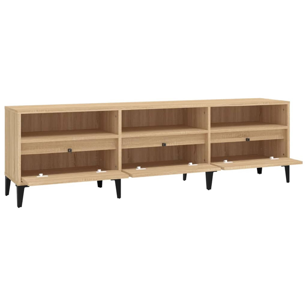 vidaXL 3 Drawer 3 Open Shelf Sonoma Oak TV Cabinet with Black Legs Image 7