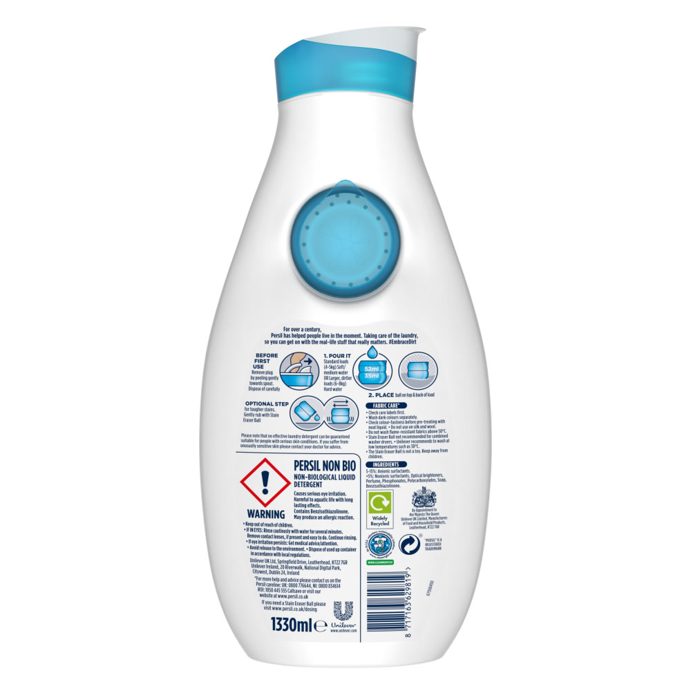 Persil Small and Mighty Non-Bio Washing Liquid 38 Washes 1.33L Image 2