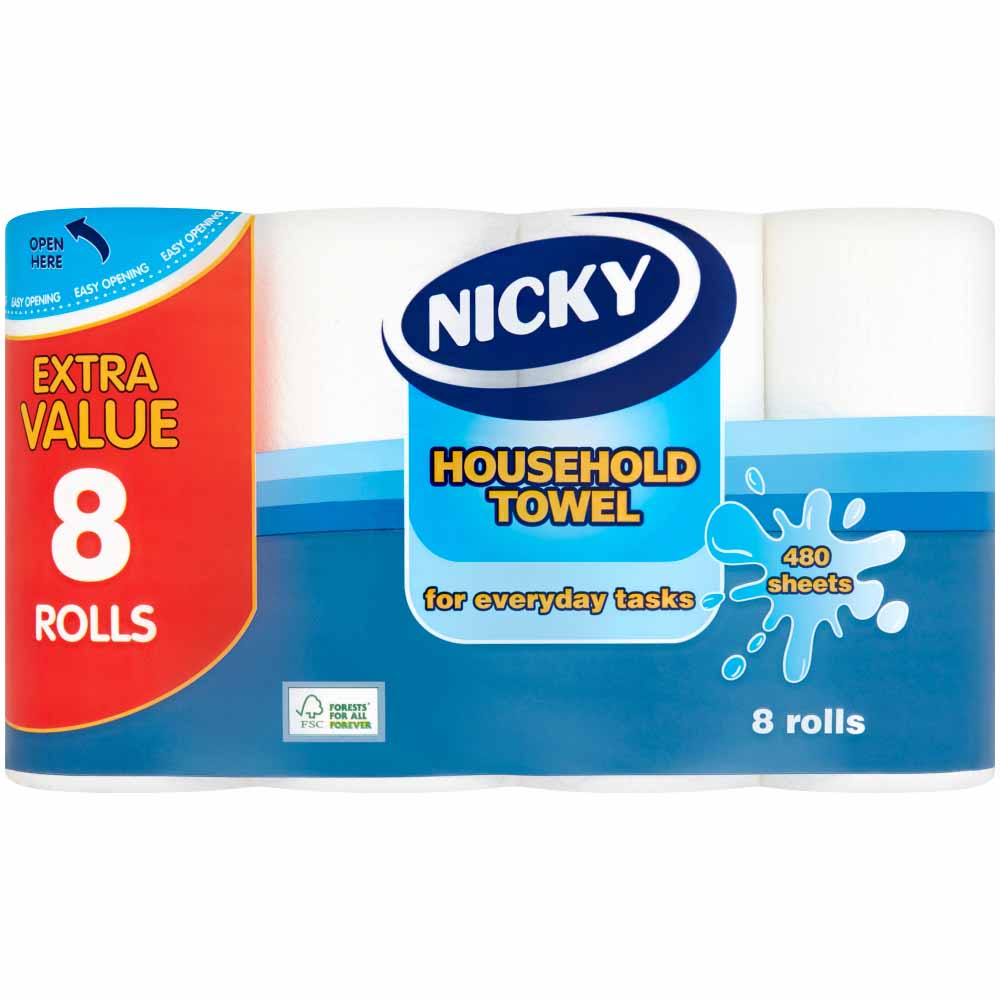 Nicky Household Kitchen Towel 8 Rolls Wilko