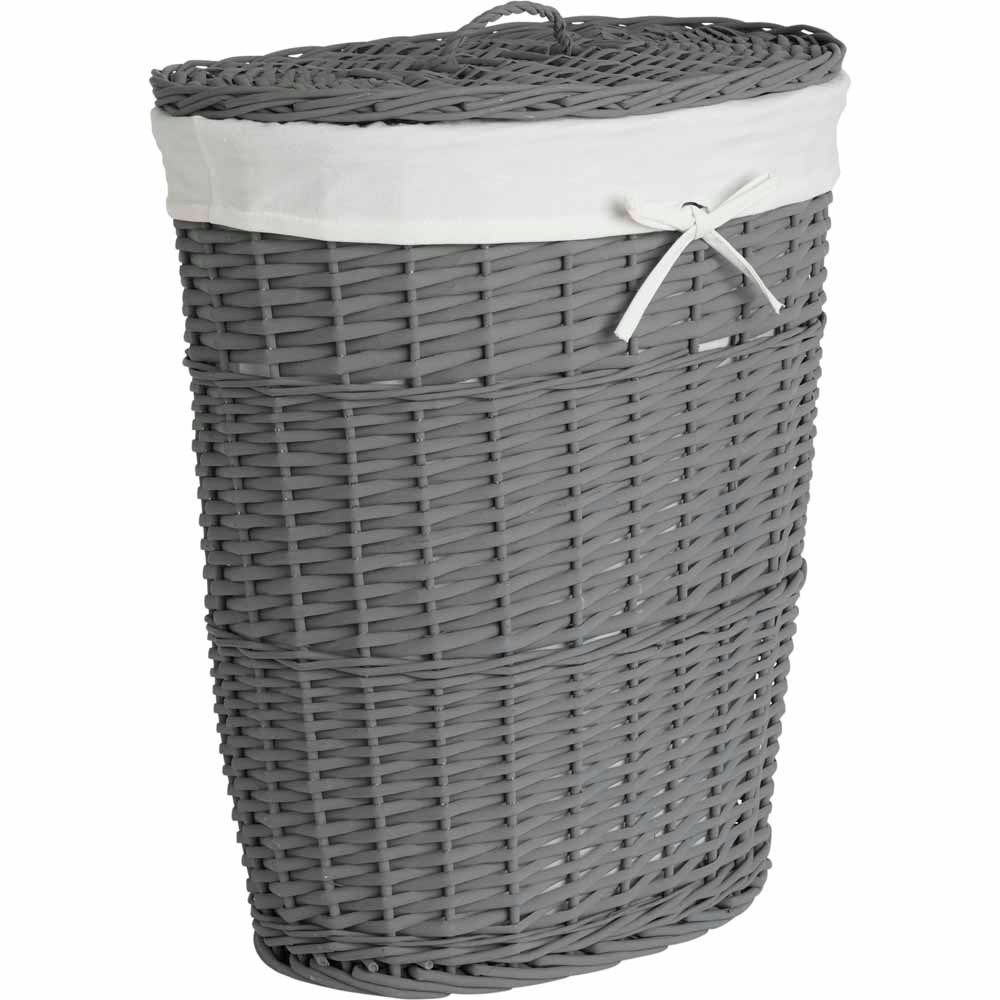 Wilko Grey Willow Laundry Basket Image 1