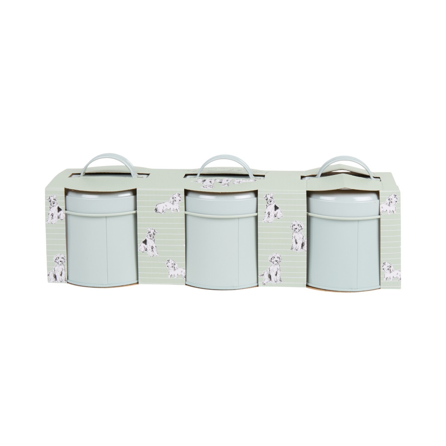Set of 3 Waggy Tails Metal Canisters Sage Green Image 2