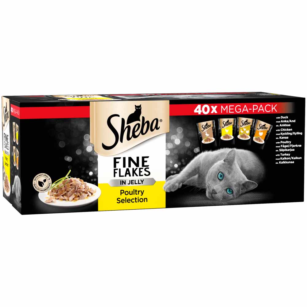 Sheba Fine Flakes Cat Food Pouches Poultry in Jelly Mega Pack 40 x 85g Image 2
